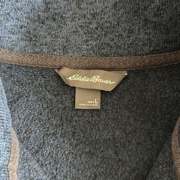 Eddie Bauer Radiator Fleece Pullover Sweater 1/4 Snap Navy Heather Size L Casual - Picture 5 of 9